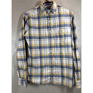 Lands' End Mens Plaid Long Sleeve Button Down Collared Shirt Size Small 14-141/2